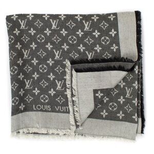 Louis Vuitton Black and Gray Monogram Scarf Shawl